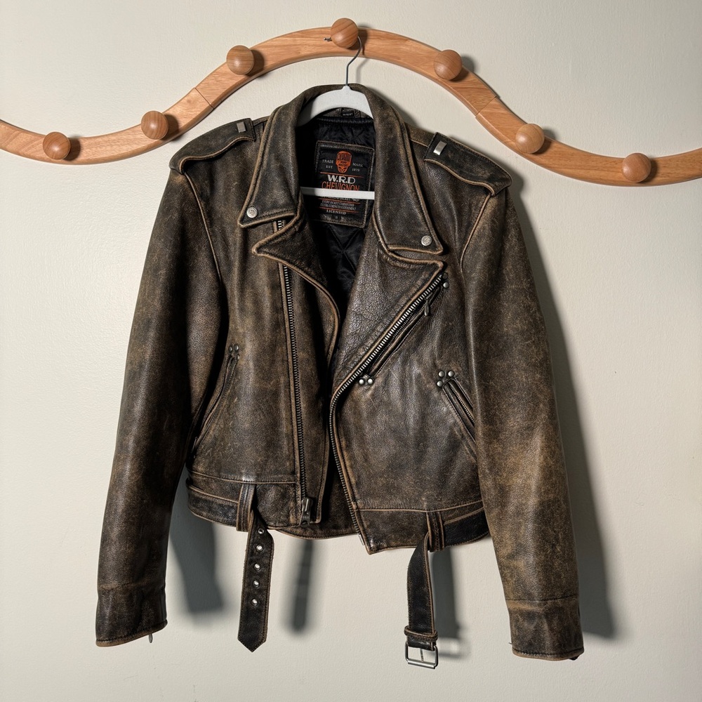 Vintage Genuine Leather Moto Jacket